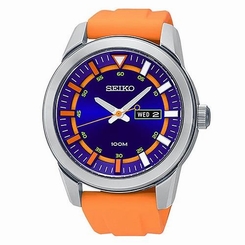 Seiko Watches : SGGA99P1 Quartz Blue Dial Day Date Orange Rubber Men Watch