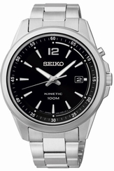 Seiko Watches : SKA591P1 Kinetic Black Dial Date Stainless Steel Men Watch