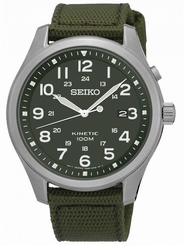 Seiko Watches : SKA725P1 Kinetic Analog Date Green Nylon Men Watch