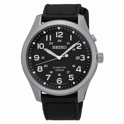 Seiko Watches : SKA727P1 Kinetic Black Dial Date Black Nylon Men Watch