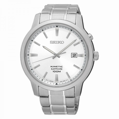 Seiko Watches : SKA739P1 Kinetic White Dial Date Stainless Steel Men Watch