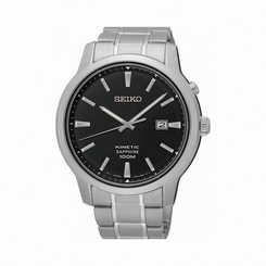 Seiko Watches : SKA741P1 Kinetic Black Dial Date Stainless Steel Men Watch