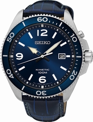 Seiko Watches : SKA745P2 Kinetic Blue Dial Date Blue Leather Men Watch