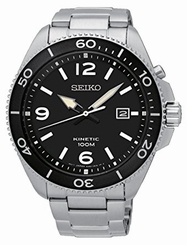 Seiko Watches : SKA747P1 Kinetic Black Dial Date Stainless Steel Men Watch