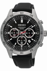 Seiko Watches : SKS519P2 Quartz Chronograph Date Black Leather Men Watch