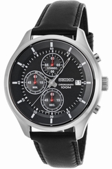 Seiko Watches : SKS539P2 Quartz Chronograph Date Black Leather Men Watch