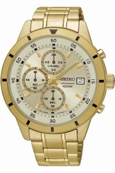 Seiko Watches : SKS566P1 Quartz Chronograph Date Gold Tone Stainless Steel Men Watch
