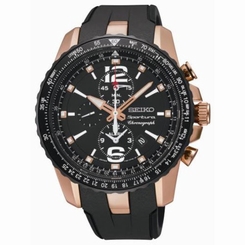 Seiko Watches : SNAF28P1 Quartz Chronograph Date Black Rubber Men Watch