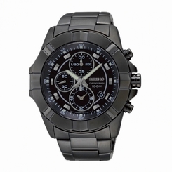 Seiko Watches : SNDD77P1 Quartz Chronograph Date Black Stainless Steel Men Watch