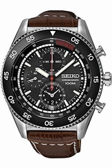Seiko Watches : SNDG57P2 Quartz Chronograph Date Brown Leather Men Watch