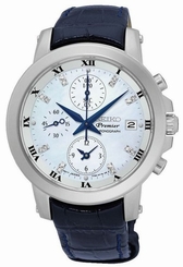 Seiko Watches : SNDV59P2 Quartz Chronograph Date Blue Leather Women Watch