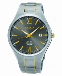 Seiko Watches : SNE409P1 Solar Analog Date Titanium Men Watch