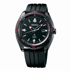 Seiko Watches : SNE425P1 Solar Analog Date Black Silicone Men Watch