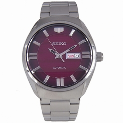 Seiko Watches : SNKN05K1 Automatic Purple Dial Day Date Stainless Steel Men Watch