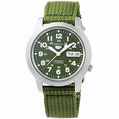 Seiko Watches : SNKN29K1 Automatic 21 Jewels Day Date Green Nylon Men Watch