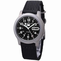 Seiko Watches : SNKN33K1 Automatic 21 Jewels Day Date Black Nylon Men Watch