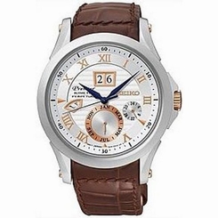 Seiko Watches : SNP082P1 Kinetic Perpetual Calendar Brown Leather Men Watch