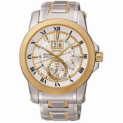 Seiko Watches : SNP094P1 Kinetic Perpetual Calendar Two Tone Stainless Steel Men Watch