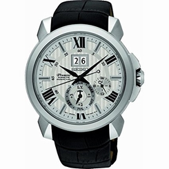 Seiko Watches : SNP143P1 Kinetic Perpetual Calendar Black Leather Men Watch
