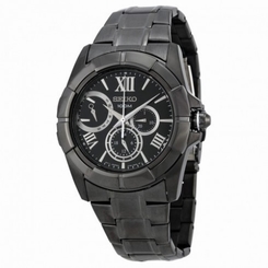 Seiko Watches : SNT045P1 Quartz Chronograph Black Stainless Steel Men Watch