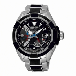 Seiko Watches : SRH021P1 Kinetic Direct Drive Stainless Steel and Black Polyurethane Men Watch