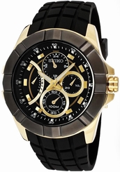 Seiko Watches : SRL070P1 Quartz Chronograph Black Rubber Men Watch