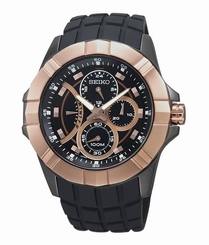 Seiko Watches : SRL072P1 Quartz Retrograde Multifunction Black Rubber Men Watch