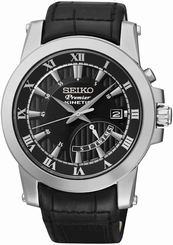 Seiko Watches : SRN039P2 Day Date Black Leather Men Watch