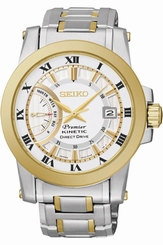 Seiko Watches : SRN040P1 Kinetic Roman Numerals Dial Date Stainless Steel Men Watch