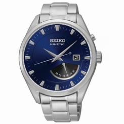 Seiko Watches : SRN047P1 Kinetic Blue Dial Day Date Stainless Steel Men Watch