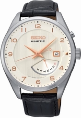 Seiko Watches : SRN049P1 Kinetic Day Date Black Leather Men Watch