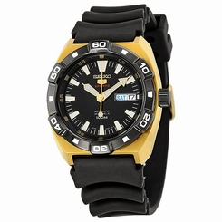 Seiko Watches : SRP288J1 Automatic 24 Jewels Day Date Black Rubber Men Watch