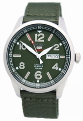 Seiko Watches : SRP621K1 Automatic 24 Jewels Day Date Green Nylon Men Watch