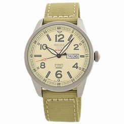 Seiko Watches : SRP635J1 Automatic 24 Jewels Day Date Cream Nylon Men Watch