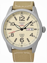 Seiko Watches : SRP635K1 Automatic 24 Jewels Day Date Cream Nylon Men Watch