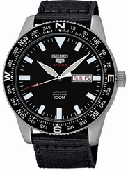 Seiko Watches : SRP667J1 Automatic 24 Jewels Day Date Black Nylon Men Watch