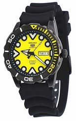 Seiko Watches : SRPA11K1 Automatic 24 Jewels Yellow Dial Day Date Black Rubber Men Watch