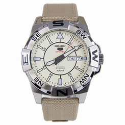 Seiko Watches : SRPA67K1 Automatic 24 Jewels Day Date Beige Nylon Men Watch