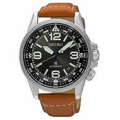 Seiko Watches : SRPA75K1 Automatic Black Dial Date Brown Leather Men Watch