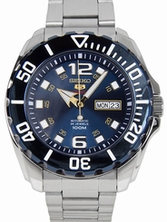 Seiko Watches : SRPB37J1 Automatic 24 Jewels Blue Dial Day Date Stainless Steel Men Watch