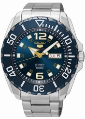 Seiko Watches : SRPB37K1 Automatic 24 Jewels Blue Dial Day Date Stainless Steel Men Watch