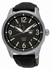 Seiko Watches : SSA297K1 Automatic 24 Jewels Date Black Leather Men Watch