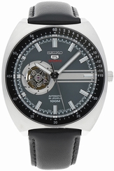 Seiko Watches : SSA335K1 Automatic 24 Jewels Open Heart Dial Black Leather Men Watch