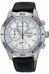 Seiko Watches : SSB191P1 Quartz Chronograph Date Black Leather Men Watch
