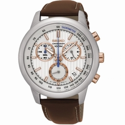 Seiko Watches : SSB211P1 Quartz Chronograph Date Brown Leather Men Watch