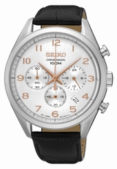 Seiko Watches : SSB227P1 Quartz Chronograph Date Black Leather Men Watch