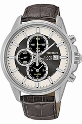 Seiko Watches : SSC259P1 Solar Chronograph Date Brown Leather Men Watch