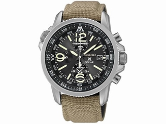 Seiko Watches : SSC293P1 Solar Alarm Chronograph Brown Nylon Men Watch