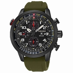 Seiko Watches : SSC353P1 Solar Chronograph Green Silicone Men Watch