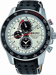 Seiko Watches : SSC359P1 Solar Chronograph Perpetual Black Leather Men Watch